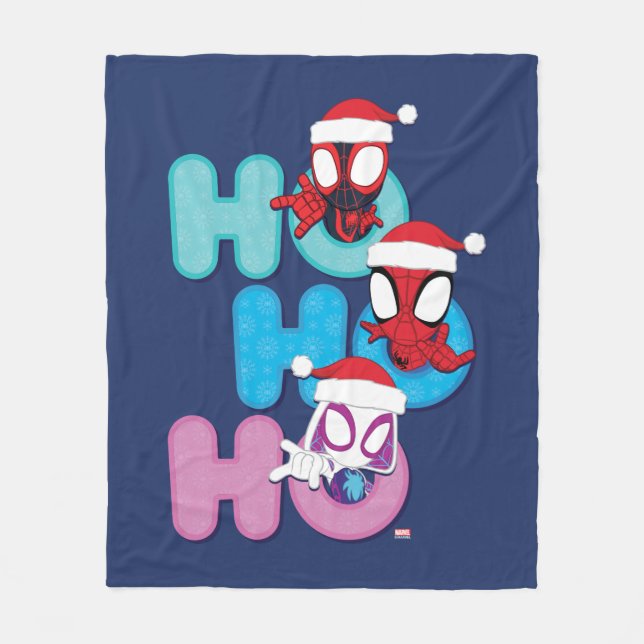 Team Spidey Ho Ho Ho Fleece Blanket (Front)