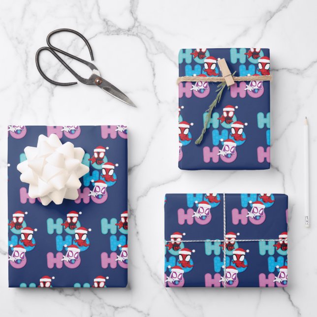 Team Spidey Ho Ho Ho Wrapping Paper Sheet (Front)