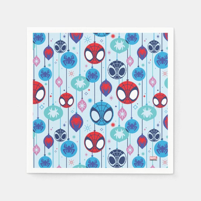 Team Spidey Holiday Bauble Pattern Napkin (Front)