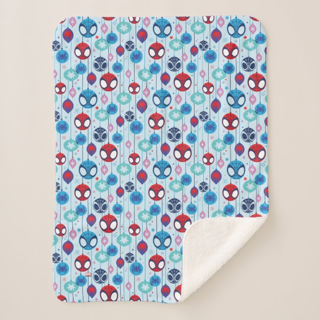 Team Spidey Holiday Bauble Pattern Sherpa Blanket (Front)
