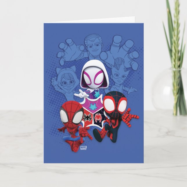 Team Spidey Leap From Black Cat, Sandman, Electro Card (Front)