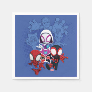 Team Spidey Leap From Black Cat, Sandman, Electro Napkin