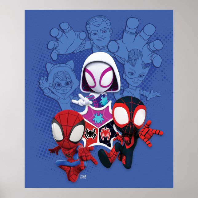 Team Spidey Leap From Black Cat, Sandman, Electro Poster (Front)