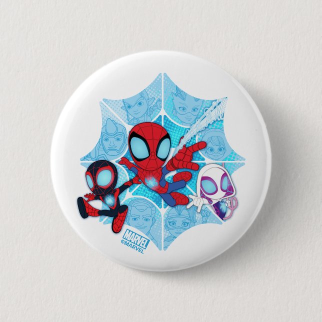 Team Spidey Over Web of Villains 2 Inch Round Button (Front)