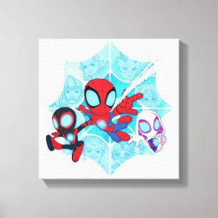 Team Spidey Over Web of Villains Canvas Print