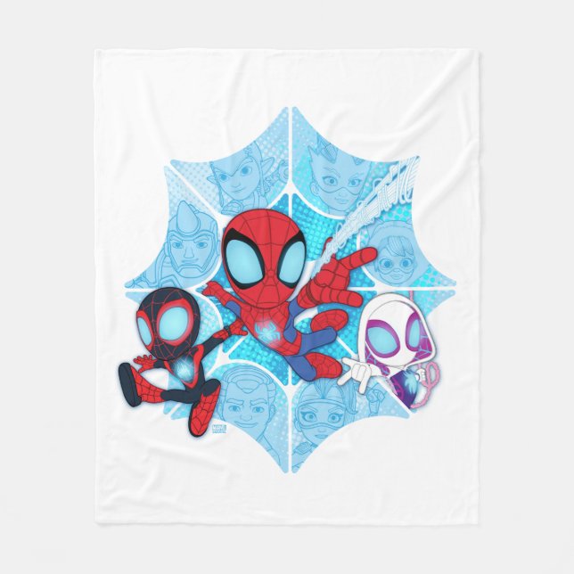 Team Spidey Over Web of Villains Fleece Blanket (Front)