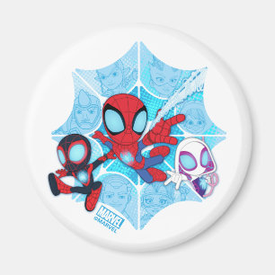 Team Spidey Over Web of Villains Magnet