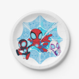 Team Spidey Over Web of Villains Paper Plate