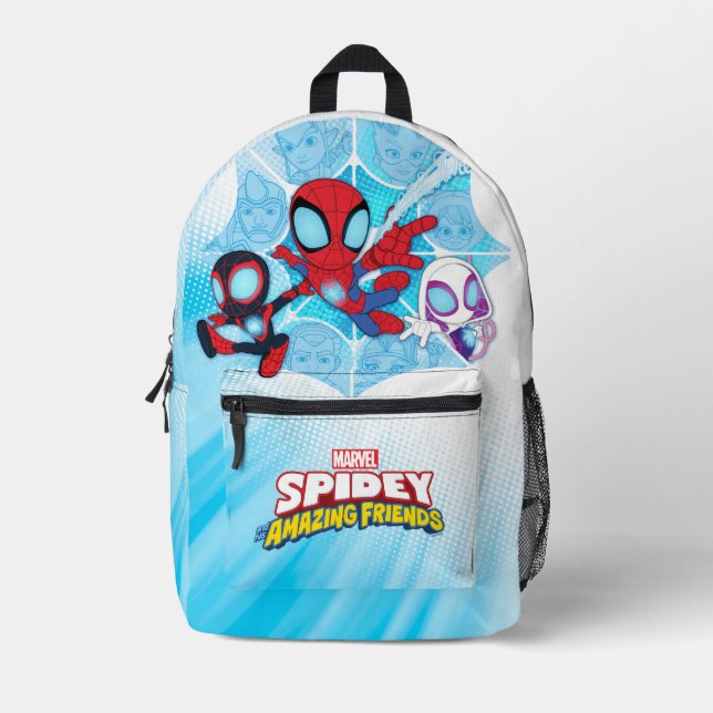 Team Spidey Over Web of Villains Printed Backpack (Front)