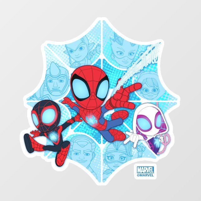 Team Spidey Over Web of Villains Window Cling (Sheet)