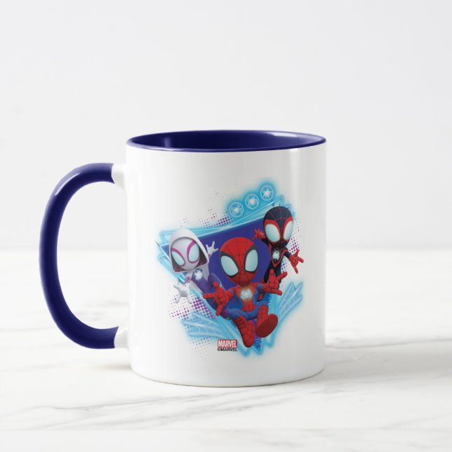 Team Spidey Triangle Glow Webs Glow Graphic Mug (Left)