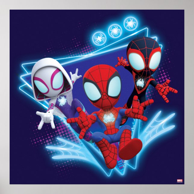 Team Spidey Triangle Glow Webs Glow Graphic Poster (Front)