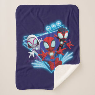 Team Spidey Triangle Glow Webs Glow Graphic Sherpa Blanket