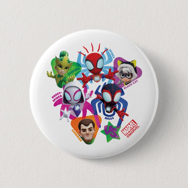Team Spidey Vs. Electro, Sandman, & Black Cat 2 Inch Round Button (Front)