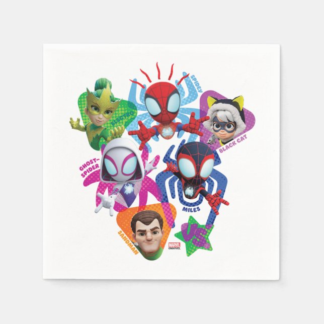 Team Spidey Vs. Electro, Sandman, & Black Cat Napkin (Front)
