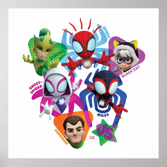 Team Spidey Vs. Electro, Sandman, & Black Cat Post Poster (Front)
