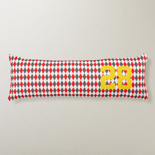 Team Spirit Argyle Sports Player NUMBER Age Fun Body Pillow