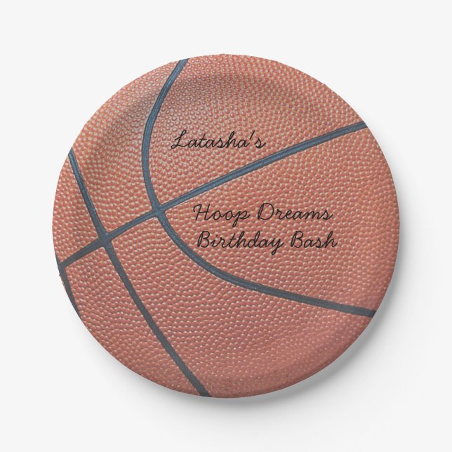 Team Spirit_Basketball texture look_Hoops Dreams Paper Plate (Front)