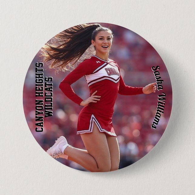 Team Spirit Photo Button Pin - Dark Text (Front)