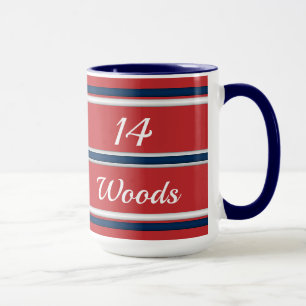 Team Spirit Red and Blue Sports Stripes Water Bott Mug