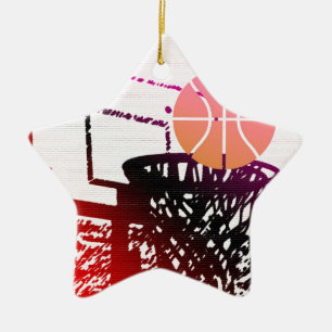 Team Sports Ball Basketball Net Coach Game Ceramic Ornament