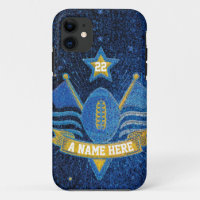 Team Sports Blue & Gold Glitter College Football 