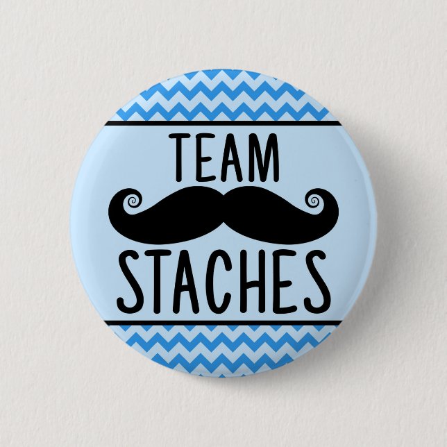 Team Staches gender reveal pins (Front)