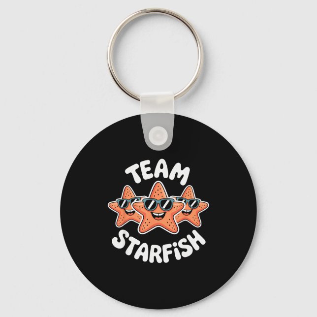 Team Starfish Cool Sungles Ocean Cartoon Crew Funn Keychain (Front)