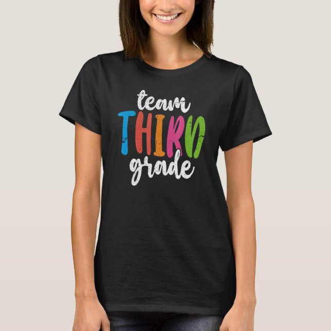 Team Third Grade 3rd Grade Teacher Student Distres T-Shirt (Front)