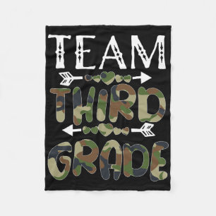 Team Third Grade Back To School 1st Day Camo Teach Fleece Blanket