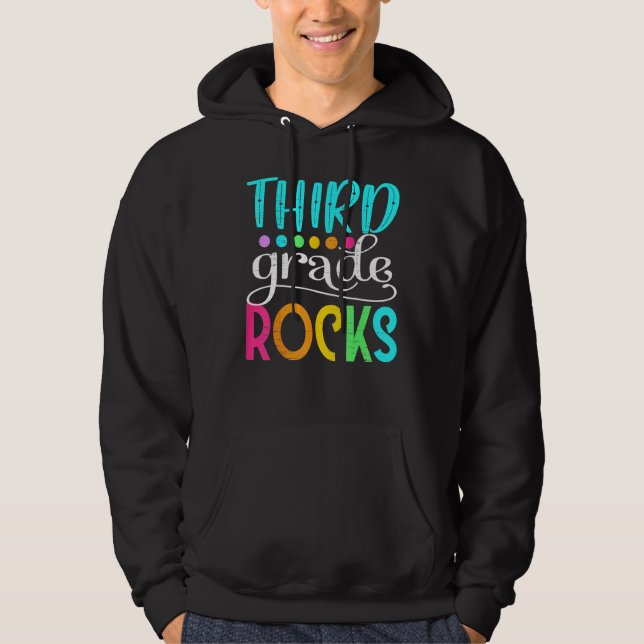 Team Third Grade Hello 3rd Grade Rocks Back To Sch Hoodie (Front)