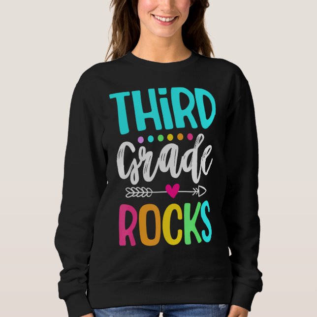 Team Third Grade Hello 3rd Grade Rocks Back To Sch Sweatshirt (Front)