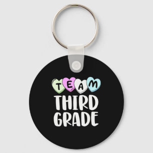Team Third Grade Shirt 3rd Love Hearts Teacher Val Keychain