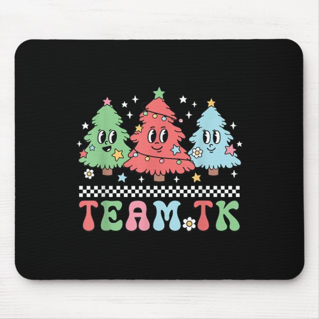 Team Tk Teacher Christmas Sweater Retro Xmas Tree  Mouse Pad (Front)