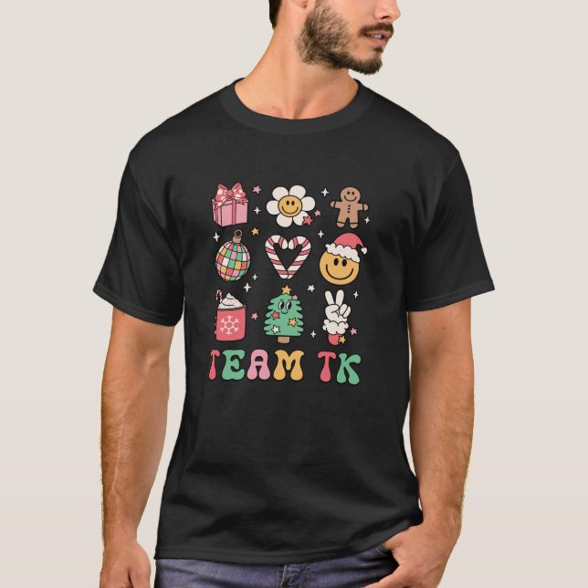 Team TK Teacher Smile Face Christmas Candy Cane Ba T-Shirt (Front)