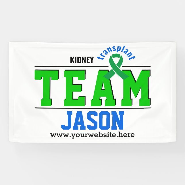 Team Transplant Sport Green Ribbon Customizable Banner (Horizontal)