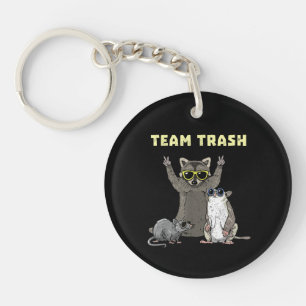 Team Trash Opossum Raccoon Rat, Funny Animals Garb Keychain