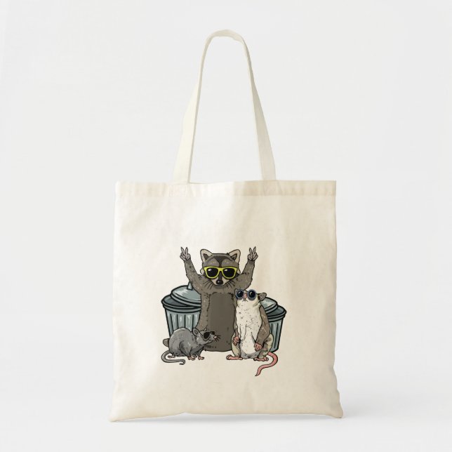 Team Trash Opossum Raccoon Rat, Funny Animals Garb Tote Bag (Front)