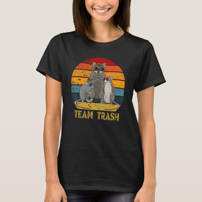 Team Trash Opossum Raccoon Rat Funny Animals Garba T-Shirt (Front)