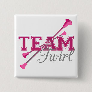 Team Twirl Baton 2 Inch Square Button