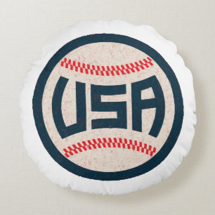 Team USA Baseball Round Pillow