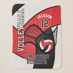 Team Volleyball 🏐 Sport  Red, White & Black Sherpa Blanket