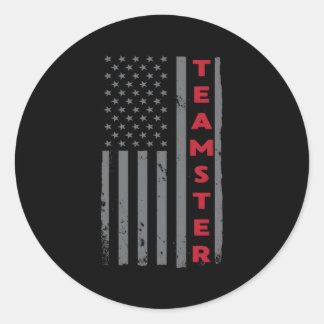 Teamster American Flag Patriotic Truck Driver Us T Classic Round Sticker