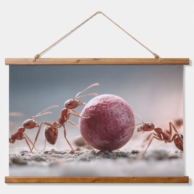 Teamwork Ants Ruby Berry Macro Wall Art (Front)
