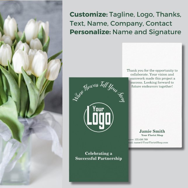 Teamwork Appreciation Custom Florist Thank You Business Card (Teamwork Appreciation Custom Florist Thank You Business Card, Custom Logo, Tagline)