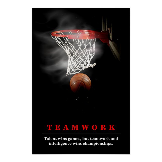 Teamwork Basketball Motivational Inspirational Poster (Front)