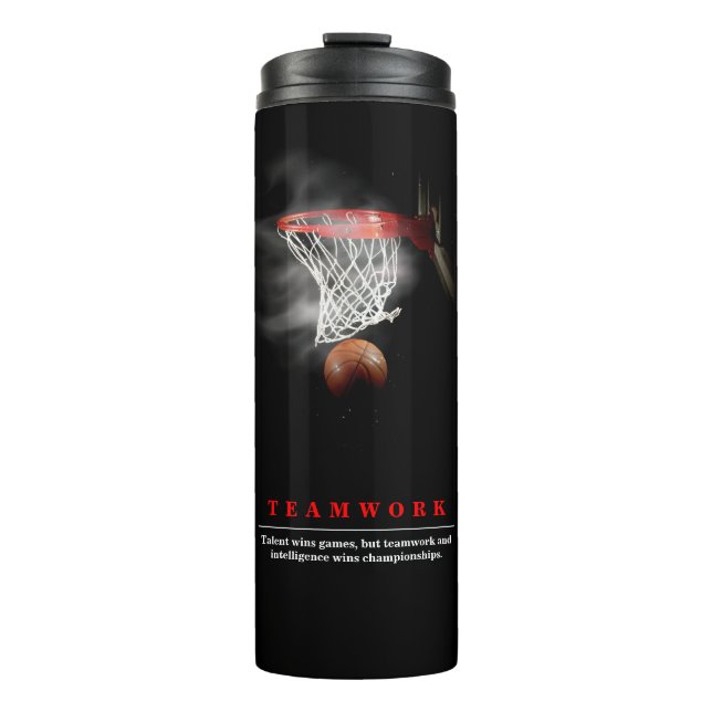 Teamwork Basketball Motivational Inspirational Thermal Tumbler (Front)