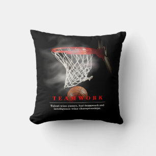 Teamwork Basketball Motivational Inspirational Throw Pillow