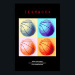 Teamwork Basketball Motivational Sport Pop Art Poster<br><div class="desc">Talent wins games,  but teamwork and intelligence wins championships.- I Love This Game. Popular Sports - Basketball Game Ball Image.</div>