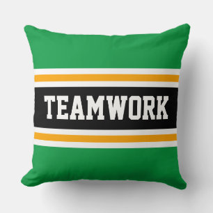 TEAMWORK Colourful Green Black White Racing Stripe Throw Pillow